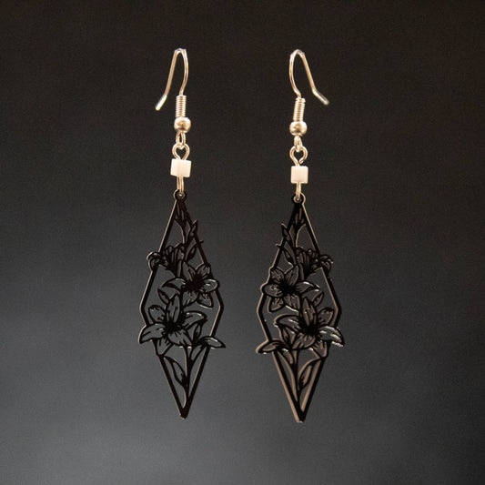 Black and White Lily Earrings