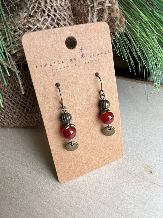 Carnelian Bronze Earrings
