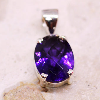 Natural Amethyst Silver Pendant