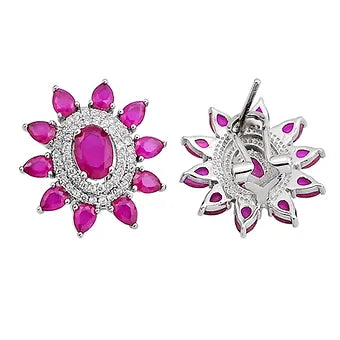‘Go Red’ Ruby Topaz Silver Earrings