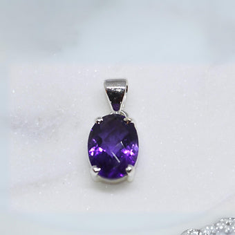 Natural Amethyst Silver Pendant