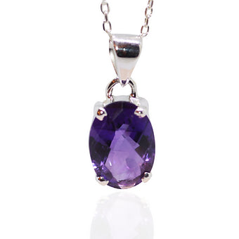 Natural Amethyst Silver Pendant