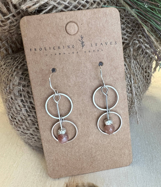 Sunstone & Silver Ring Earrings