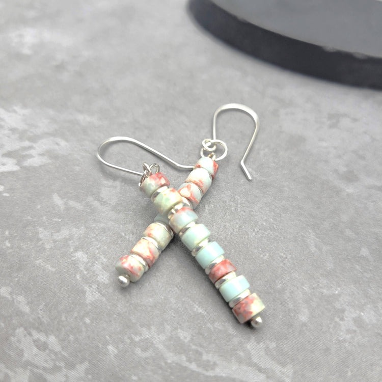 Jasper Light Blue Silver Earrings