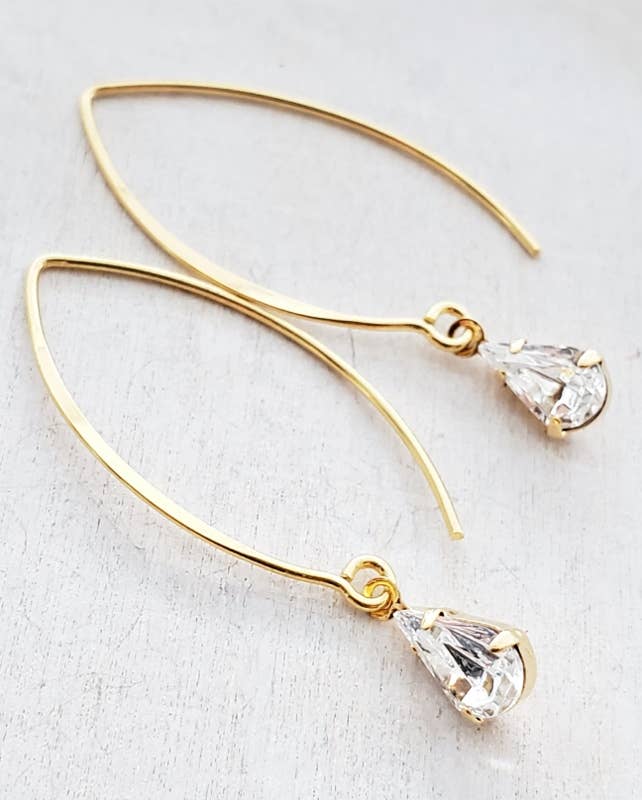 Vermeil Gold Crystal Teardrop Earrings
