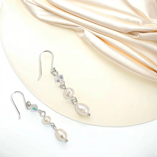 Faceted Crystal and Pearls Earring