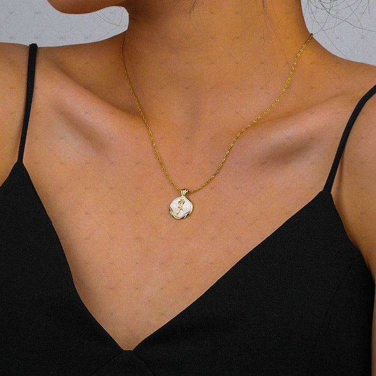S925 Silver Vintage Drop Glaze Rose Necklace
