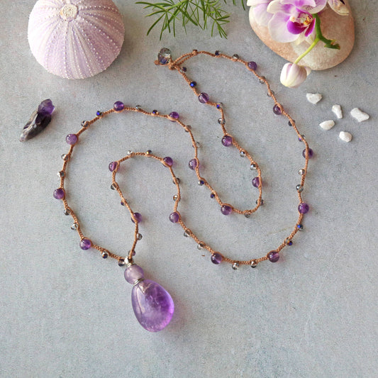 Amethyst Perfume Bottle Necklace