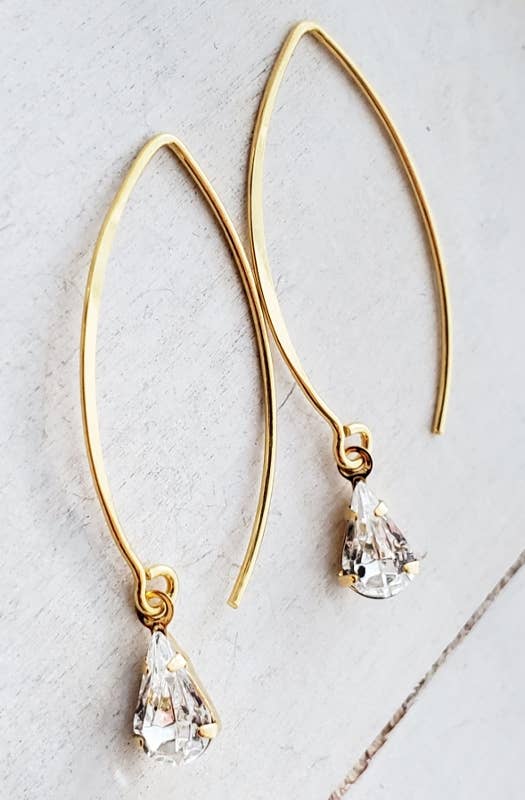 Vermeil Gold Crystal Teardrop Earrings