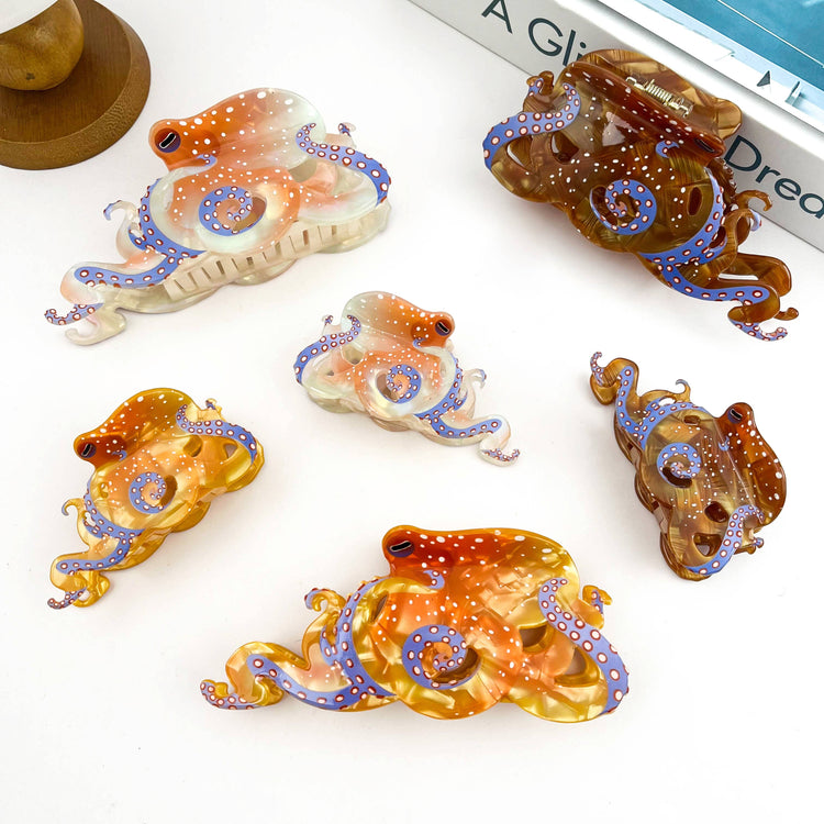 Blue Ring Octopus Hair Claw Clip