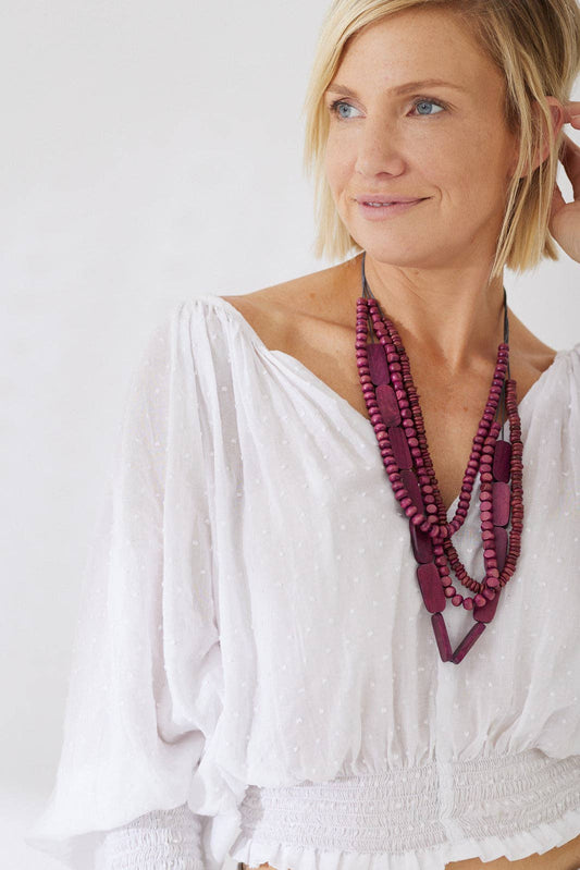Coffee Tree Bead Necklace Orchid