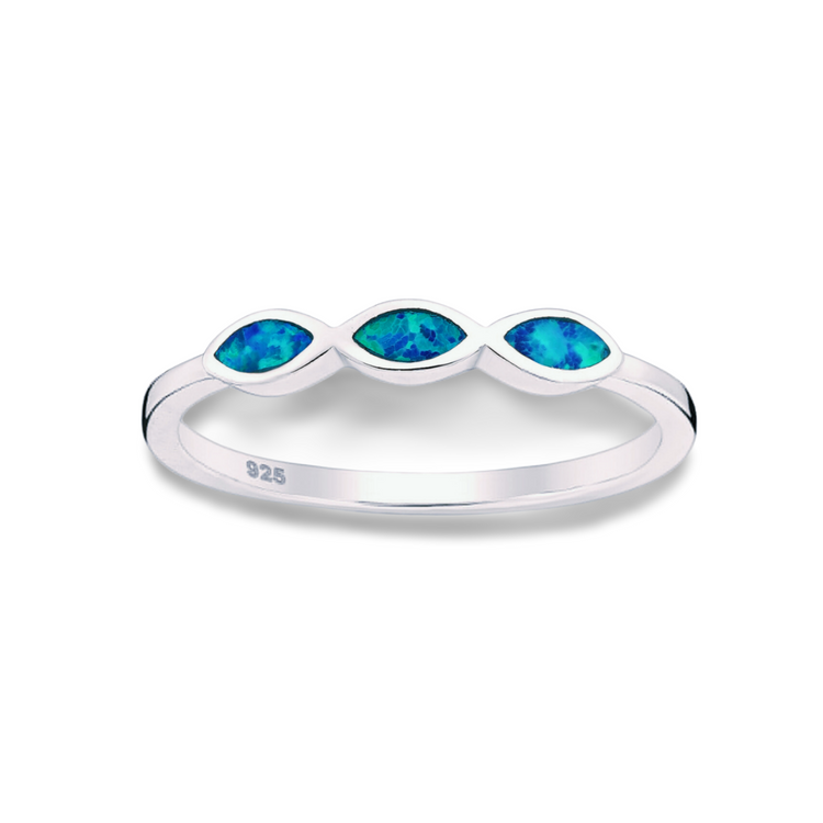 Triple Opal Silver Ring