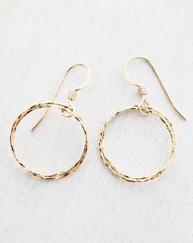 Gold Diamond Cut Circle Earrings