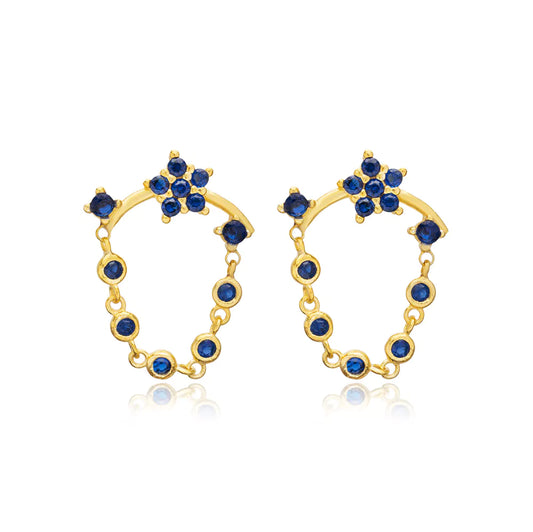 Sapphire Star Silver Earrings