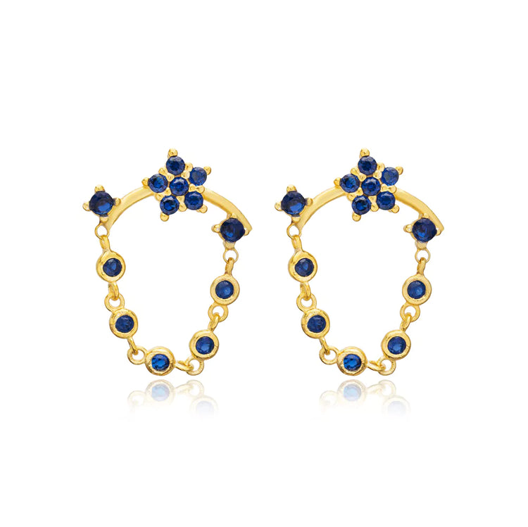 Sapphire Star Silver Earrings