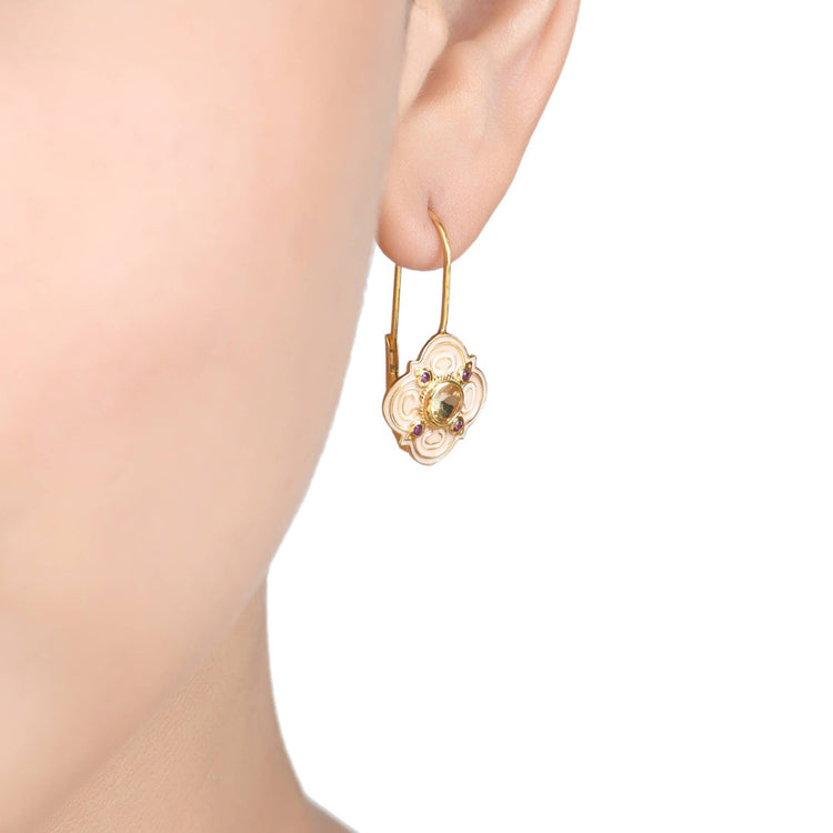 Citrine Ruby Gold Vermeil Earring
