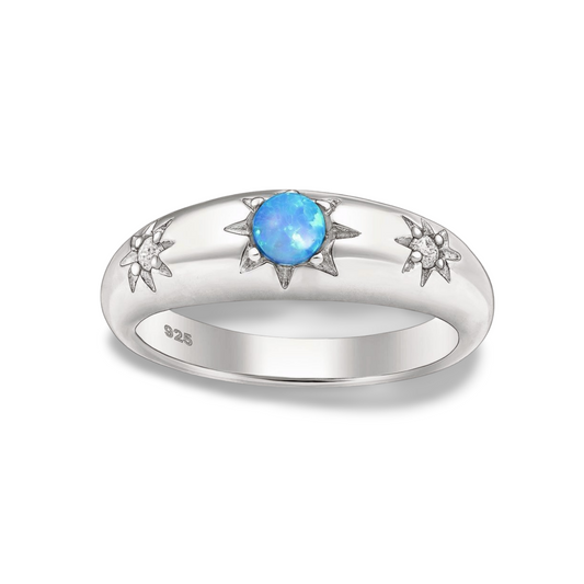 Sun Opal Silver Ring