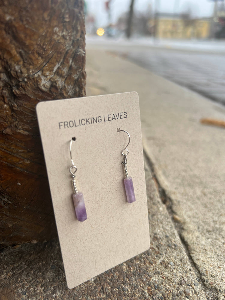 Amethyst Beaded Earrings: Sterling Silver Ear Wire