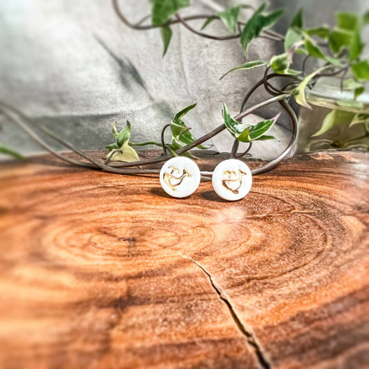 Whale - Porcelain Stud Earrings: Gold