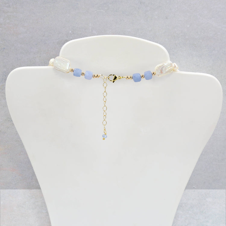 Blue Harmony Pearl & Blue Agate Necklace