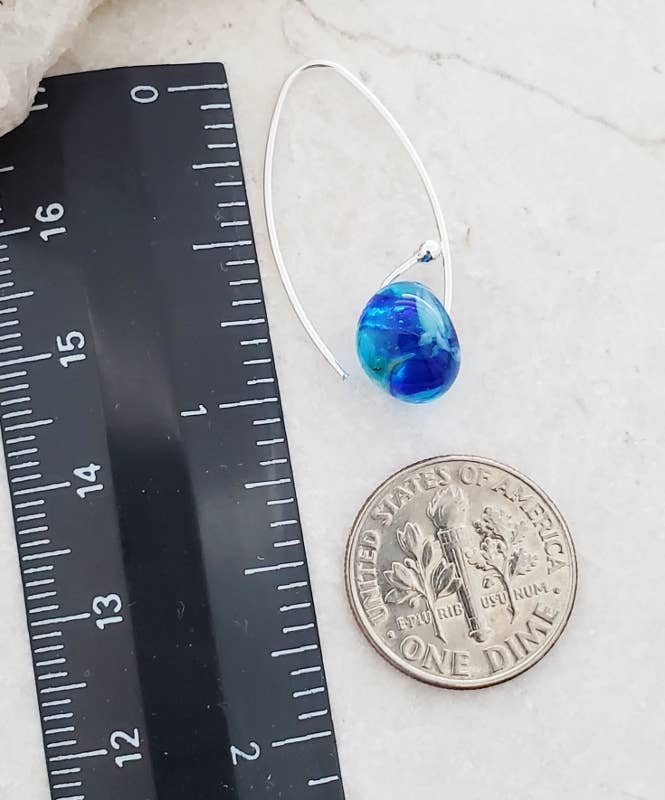 Silver Marquis Earrings in Azure Blue
