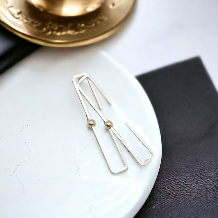 Sterling Silver Rectangle Threader Earrings