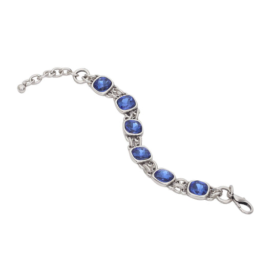 Handmade Blue Crystal Pewter Bracelet