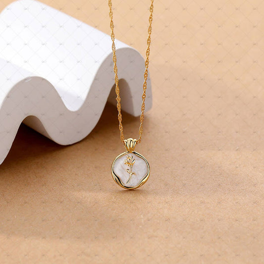 S925 Silver Vintage Drop Glaze Rose Necklace