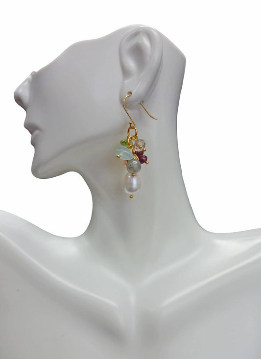 Cluster Pearl Drop Earring
