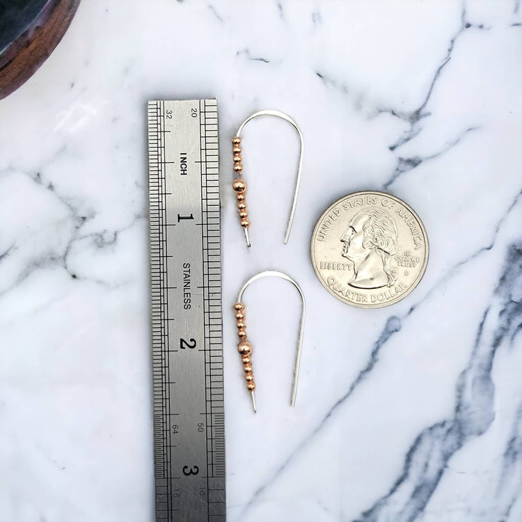 Sterling Silver and Copper Threader Earrings