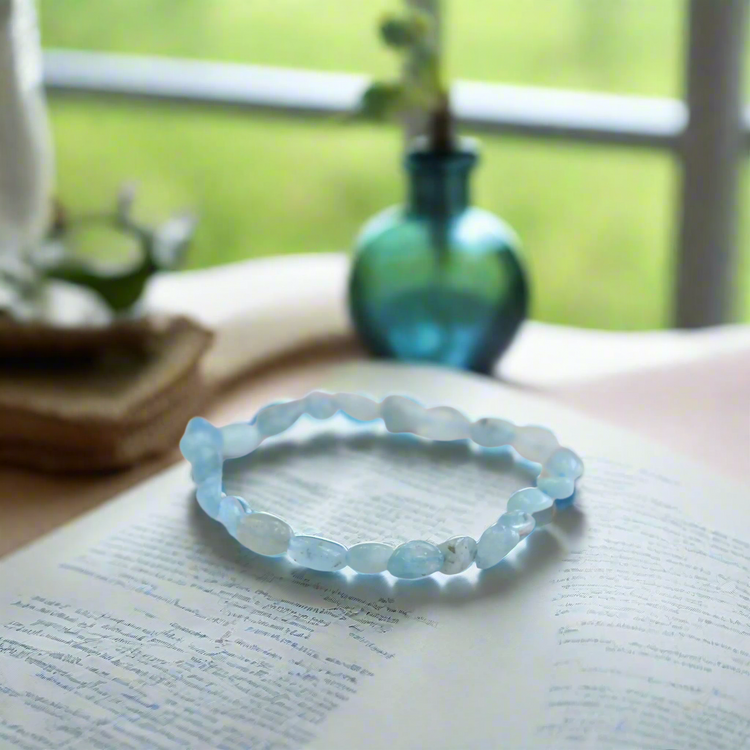 Aquamarine Nuggets Stretch Bracelet