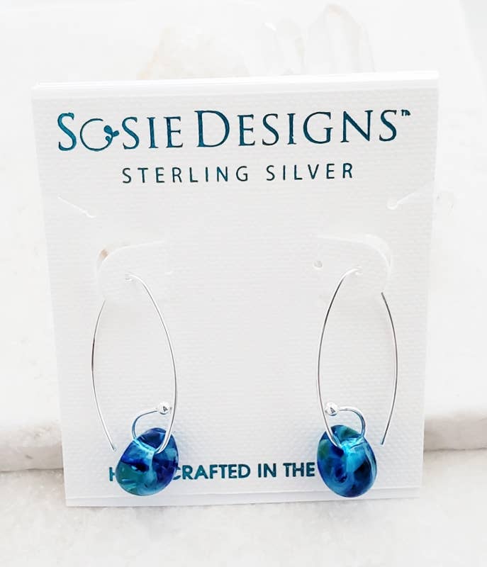 Silver Marquis Earrings in Azure Blue