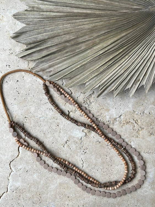 Coffee Tree Bead Necklace  Beige