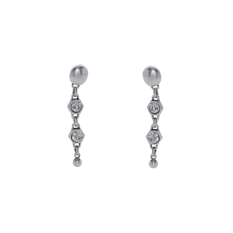 Crystal Handmade Pewter Stud Earrings