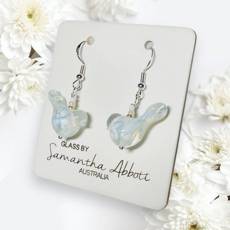 Glass bird earrings