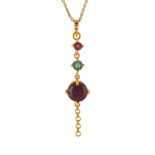 Ruby Emerald Gold Vermeil Pendant