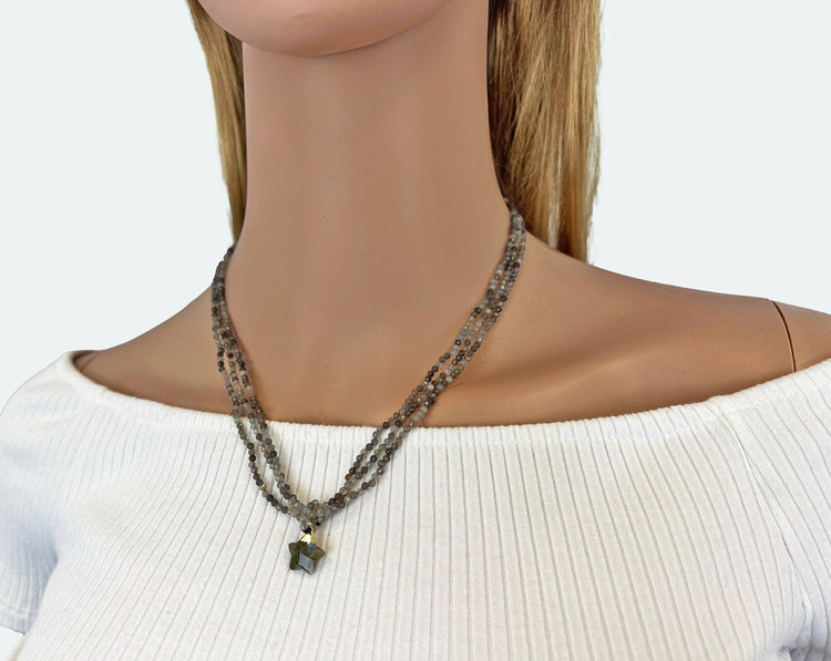 Multi-strand Labradorite Necklace with Star