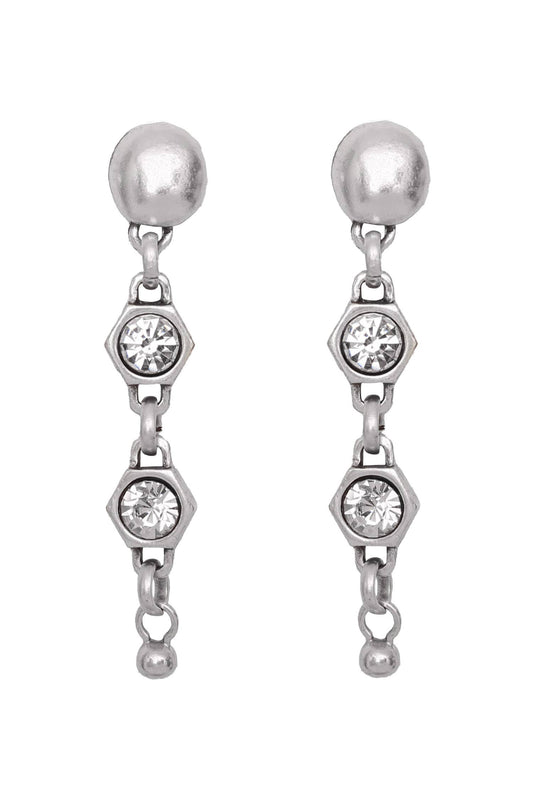 Crystal Handmade Pewter Stud Earrings