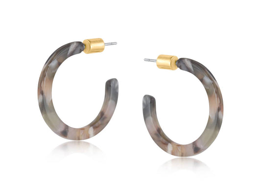 Hortense Thin Resin Hoop Earrings: ORANGE BLACK
