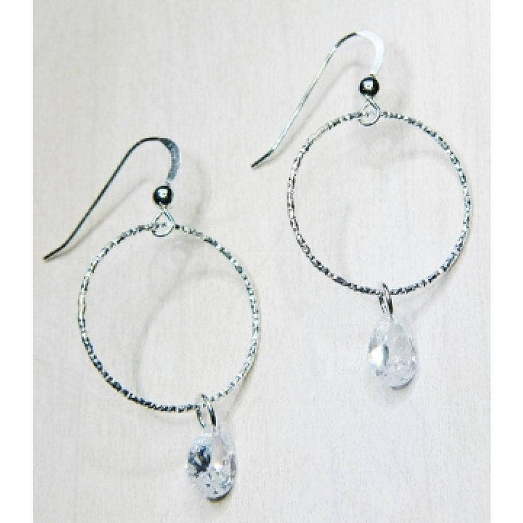 CZ Diamond Cut Hoops Earrings - Clear CZ