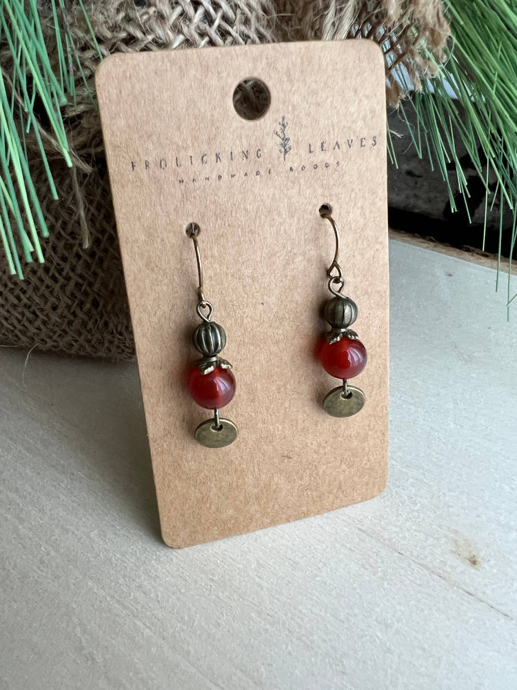 Carnelian Bronze Earrings