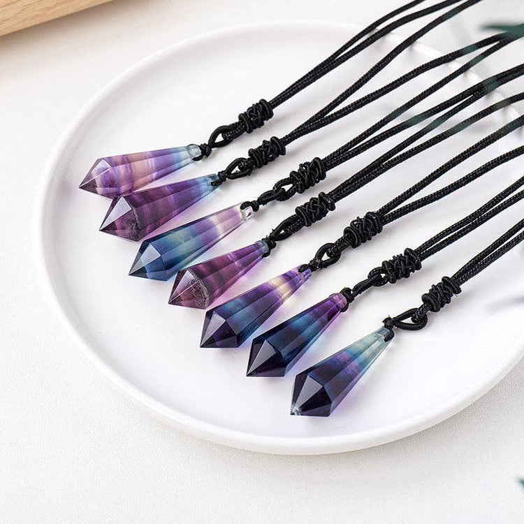 Rainbow Fluorite Necklace Pendulum