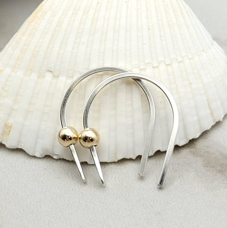 Tiny Silver and Gold Hugger Earrings