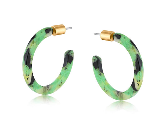 ILONA RESIN SKINNY EARRINGS: GREEN