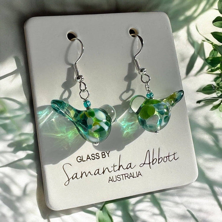Glass bird earrings