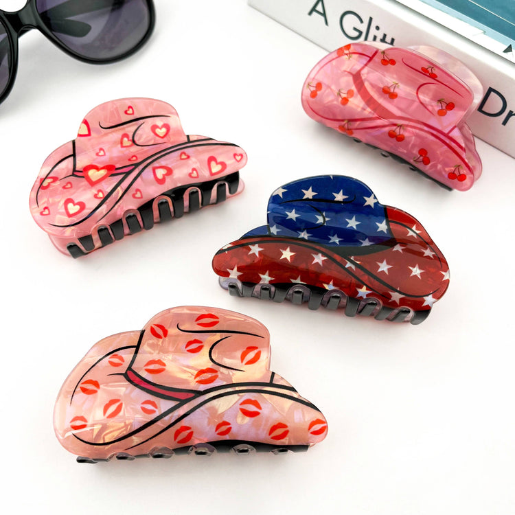Cowboy Hat Retro British Style Hat Hair Claw, Stars
