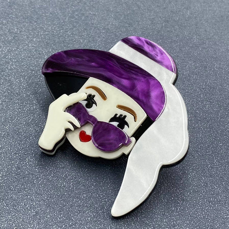Fashion Girl Acrylic Brooch