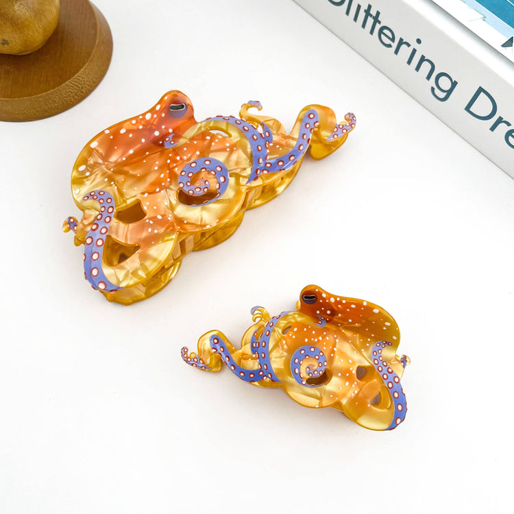 Blue Ring Octopus Hair Claw Clip