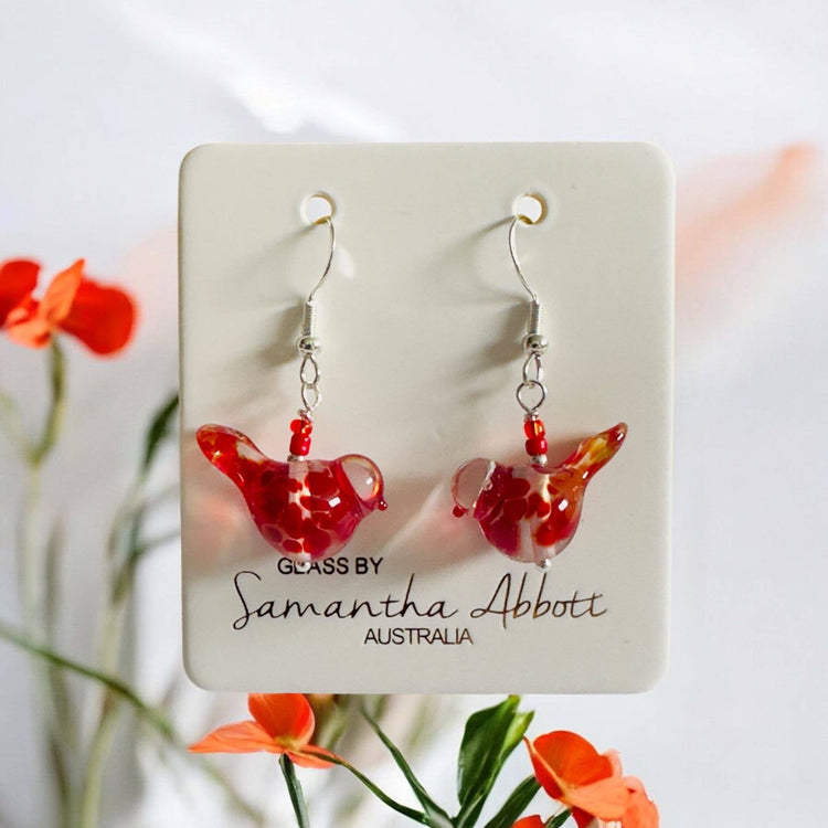 Glass bird earrings