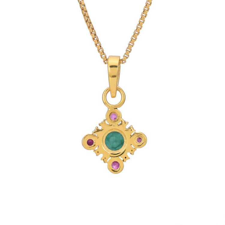 "Perfect Time" Emerald, Ruby & Turquoise Silver Pendant